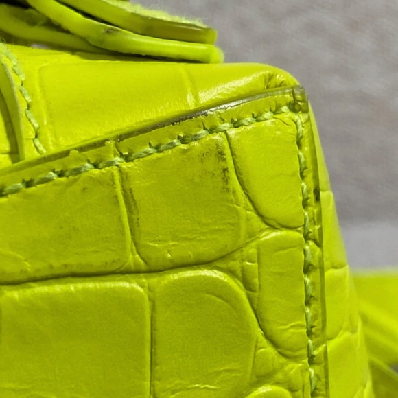 Authentic Pre-Owned Balenciaga XS Neon Classic Croc-Embossed Hobo - Picture 9 of 15